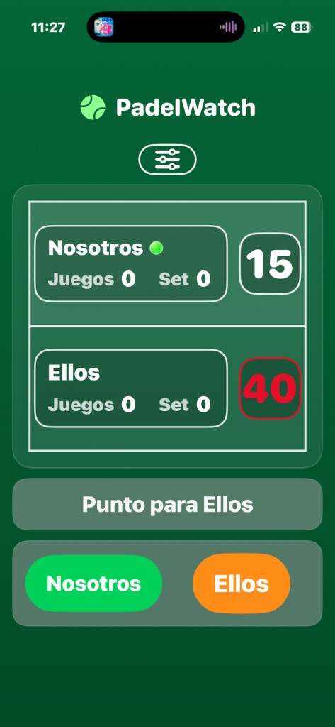 Marcador con punto para el equipo rival